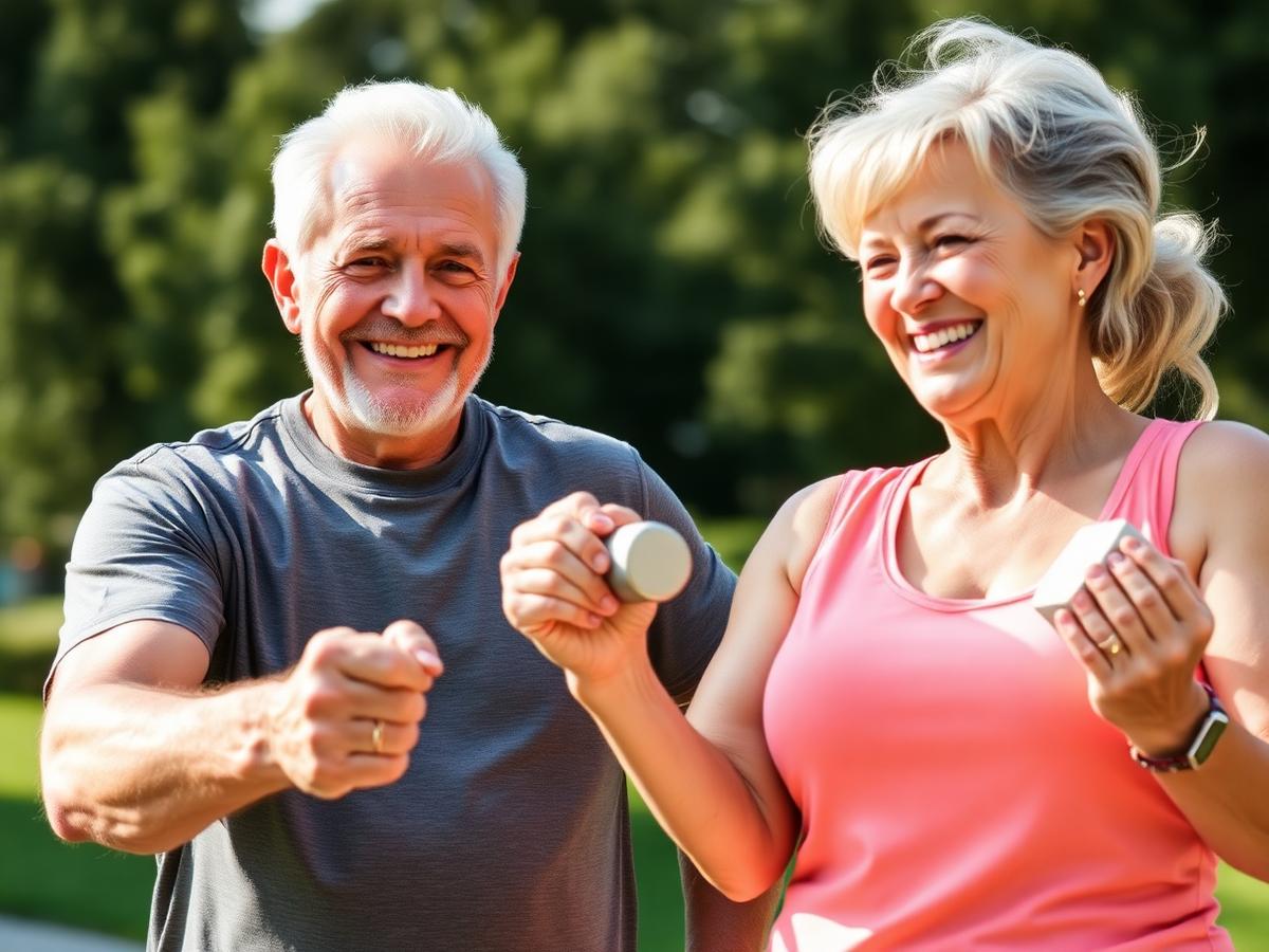 Active seniors exercising
